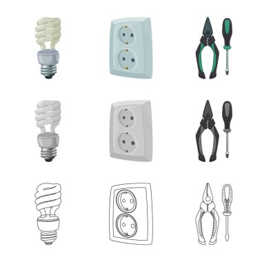 Elektrik ve elektrik simgesi yalıtılmış nesne. Elektrik ve enerji hisse senedi simgesi için web topluluğu.