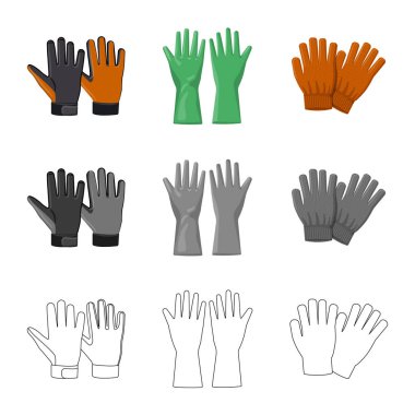 Eldiven ve kış simge vektör tasarımı. Web için eldiven ve ekipman hisse senedi simgesi kümesi.