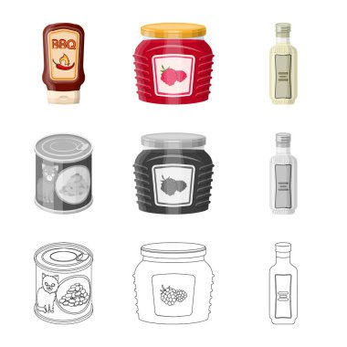 Can ve gıda simge yalıtılmış nesne. Can ve paket stok vektör çizim topluluğu.