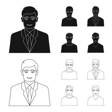 Saç modeli ve meslek işareti vektör Illustration. Saç modeli ve karakter hisse senedi vektör çizim topluluğu.