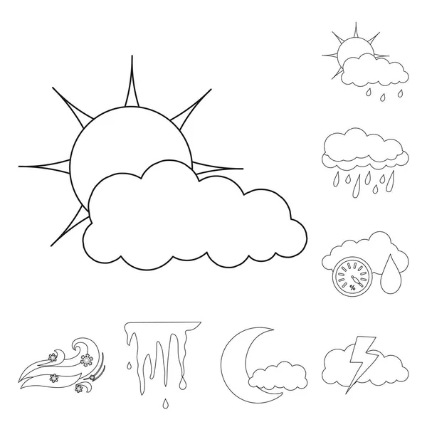Isoliertes Objekt von Wetter und Klima-Logo. Sammlung von Wetter- und Wolkenvektorsymbolen für Aktien. — Stockvektor