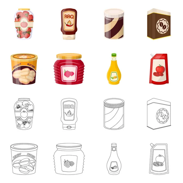 Projeto vetorial de lata e sinal de comida. Coleção de lata e pacote vetor ícone para estoque . — Vetor de Stock