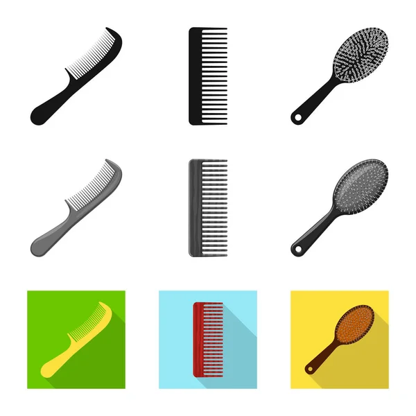 Objeto aislado de cepillo e icono de cabello. Conjunto de cepillo y cepillo para web . — Archivo Imágenes Vectoriales