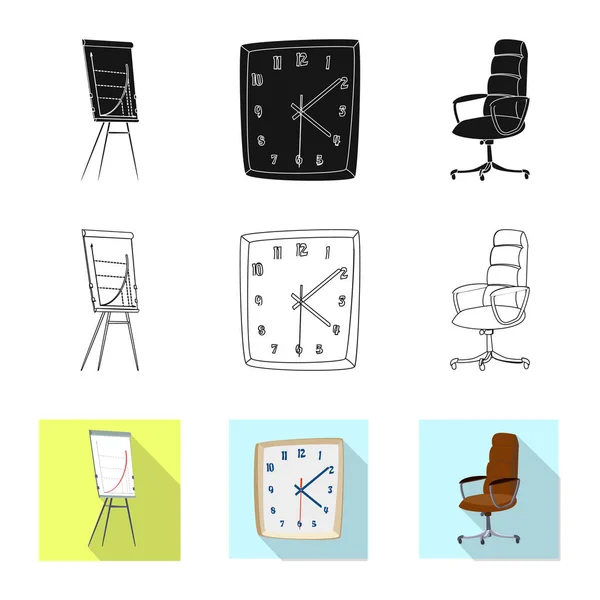 Vektor-Design von Möbeln und Arbeitsikone. Sammlung von Möbeln und Home Stock Symbol für das Web. — Stockvektor