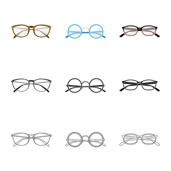 Vector illustration of glasses and frame symbol. Set of glasses and accessory stock vector illustration. — Stock Vector