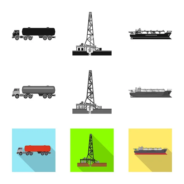 Изолированный объект значка нефти и газа. Сбор векторной иллюстрации запасов нефти и бензина . — стоковый вектор
