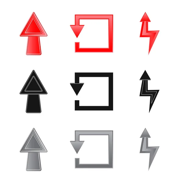 Geïsoleerde object van element en pijl pictogram. Set element en richting voorraad vectorillustratie. — Stockvector