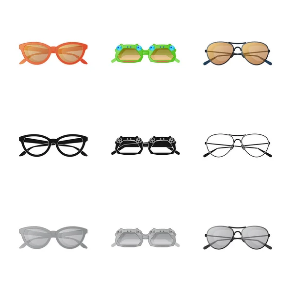 Απομονωμένο αντικείμενο της γυαλιά και γυαλιά ηλίου εικονίδιο. Συλλογή γυαλιών και αξεσουάρ διάνυσμα εικονίδιο για το Χρηματιστήριο. — Διανυσματικό Αρχείο