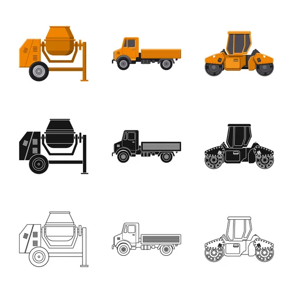 Conception vectorielle du symbole de construction et de construction. Ensemble d'icône vectorielle de construction et de machines pour stock . — Image vectorielle