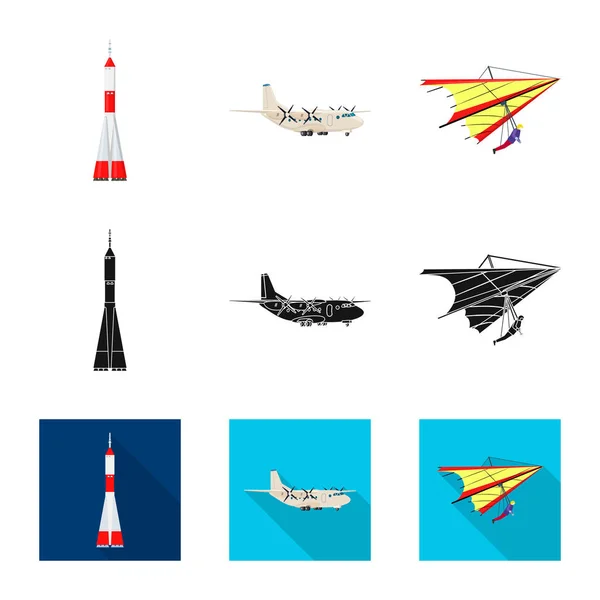 Isolated object of plane and transport icon. Collection of plane and sky stock vector illustration. — Stock Vector