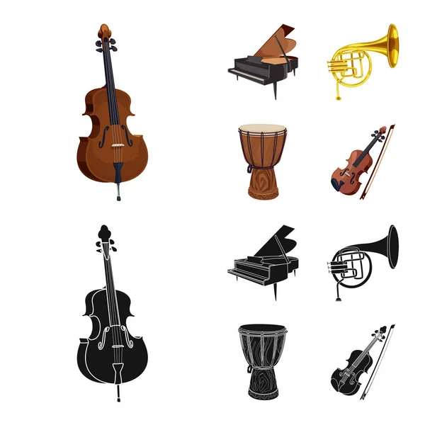 Diseño vectorial de música y símbolo de melodía. Colección de música e ilustración de vector de stock de herramientas . — Archivo Imágenes Vectoriales