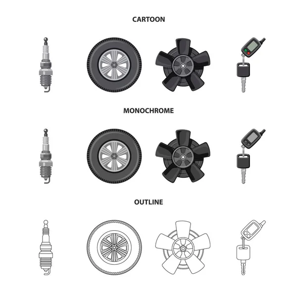 Ilustración vectorial de auto y logotipo de la pieza. Conjunto de auto y coche stock vector ilustración . — Vector de stock