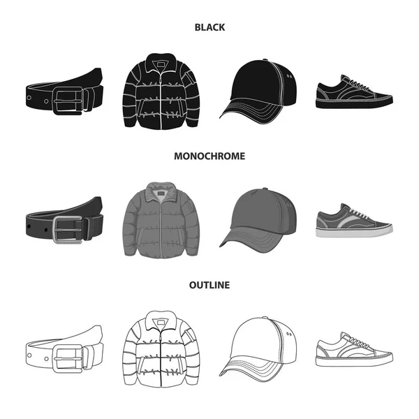 Diseño vectorial del hombre y símbolo de la ropa. Conjunto de hombre y desgaste símbolo de stock para la web . — Archivo Imágenes Vectoriales