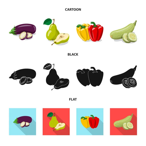 Diseño vectorial de símbolo vegetal y frutal. Colección de icono de vector vegetal y vegetariano para stock . — Vector de stock