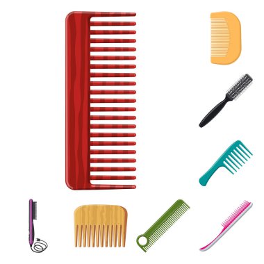 Vector design of brush and hair sign. Collection of brush and hairbrush stock symbol for web. clipart