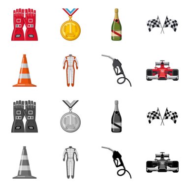 Araba ve ralli logo vektör tasarımı. Araba ve yarış hisse senedi vektör çizim seti.