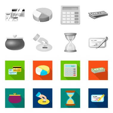 Banka ve para simge vektör Illustration. Banka ve bill hisse senedi vektör çizim topluluğu.