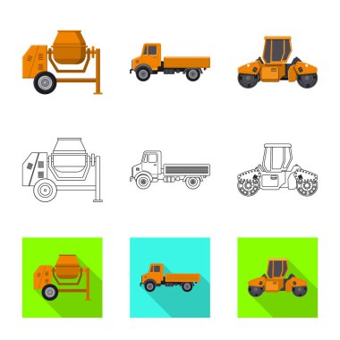 Yapı ve inşaat simge vektör Illustration. Hisse senedi için yapı ve makine vektör simge kümesi.