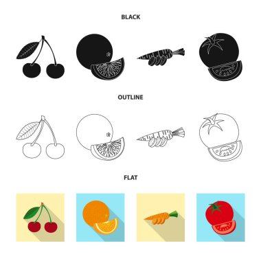 Sebze ve meyve simgesi yalıtılmış nesne. Hisse senedi için sebze ve vejeteryan vektör simge topluluğu.