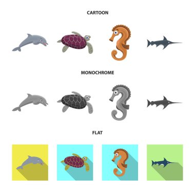 Deniz ve hayvan logo vektör Illustration. Deniz ve deniz hisse senedi vektör çizim.