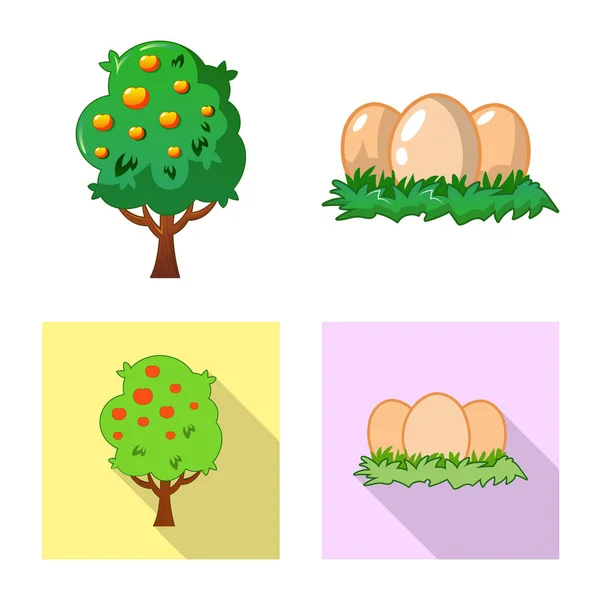 Diseño vectorial del logotipo de la granja y la agricultura. Conjunto de icono de vector de granja y planta para stock . — Archivo Imágenes Vectoriales