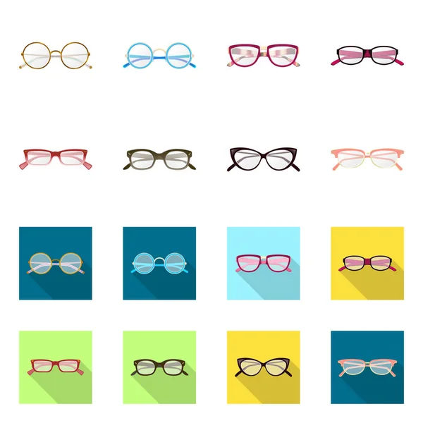 Oggetto isolato di occhiali e simbolo della cornice. Collezione di occhiali e accessori stock illustrazione vettoriale . — Vettoriale Stock