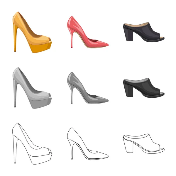 Conception vectorielle de chaussures et icône femme. Ensemble de chaussures et icône de vecteur de pied pour stock . — Image vectorielle