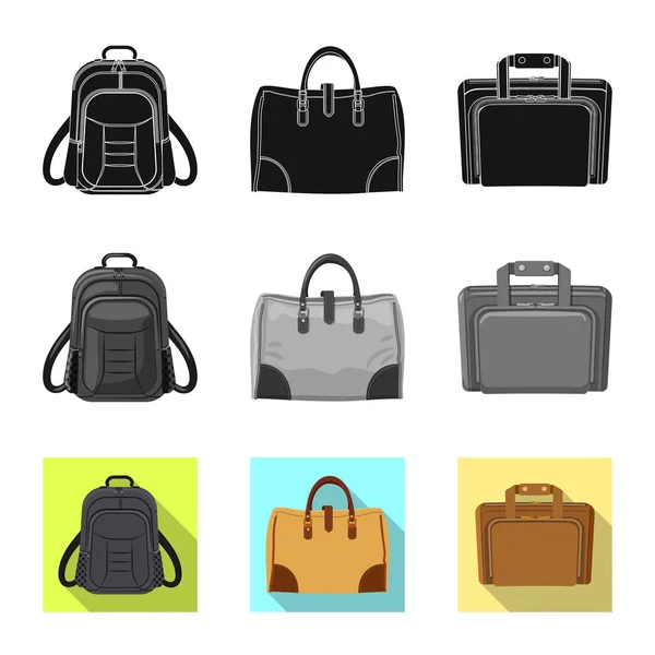 Illustration vectorielle de la valise et du symbole du bagage. Collecte de valises et illustration vectorielle du stock de voyage . — Image vectorielle