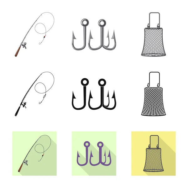 Objet isolé de poisson et symbole de pêche. Collecte de poissons et d'équipements icône vectorielle pour le stock . — Image vectorielle