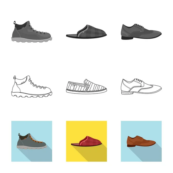 Vektorillustration des Schuh- und Schuh-Symbols. Set von Schuh- und Fußvektorsymbolen für Lager. — Stockvektor