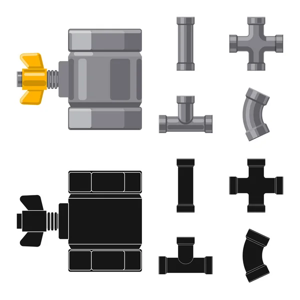 Isoliertes Objekt des Rohr- und Rohrsymbols. Sammlung von Rohr- und Pipelinesymbol für das Web. — Stockvektor