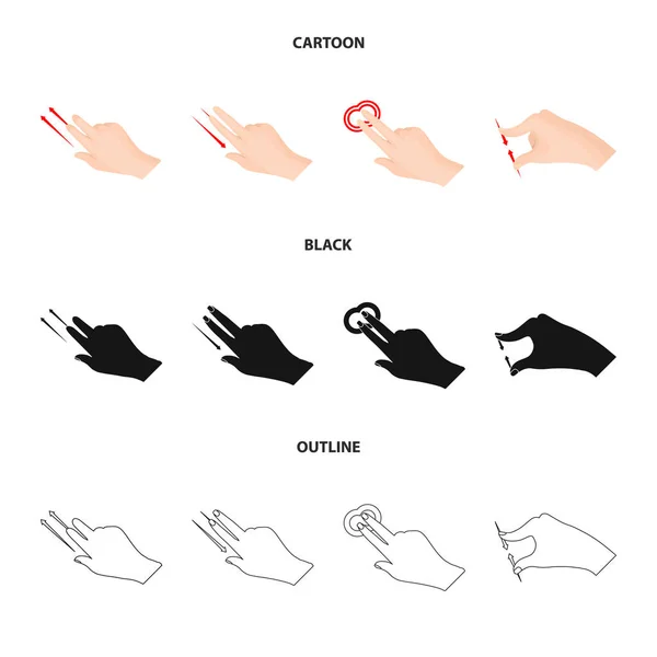 Projeto vetorial de tela sensível ao toque e sinal de mão. Coleção de touchscreen e símbolo de estoque de toque para web . —  Vetores de Stock