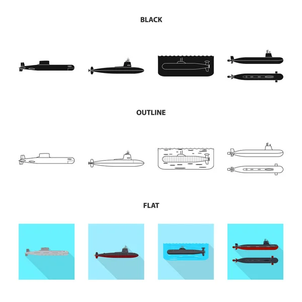 Geïsoleerde object van oorlog en schip-symbool. Verzameling van oorlog en vloot aandelensymbool voor web. — Stockvector