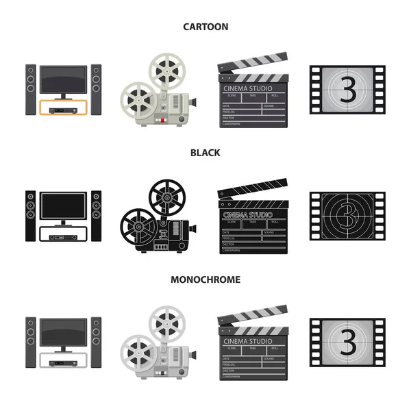 Objeto aislado de la televisión y el signo de filmación. Colección de la televisión y el símbolo de stock de visualización para la web . — Vector de stock