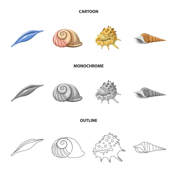 Isolierte Objekt von Tier-und Dekorationssymbol. Set von Tier-und Ozeanaktiensymbolen für Web. — Stockvektor