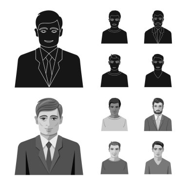 Saç modeli ve meslek simge vektör Illustration. Hisse senedi için saç modeli ve karakter vektör simge topluluğu.