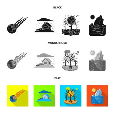 Doğal ve felaket simge vektör Illustration. Risk hisse senedi vektör çizim ve doğal kümesi.