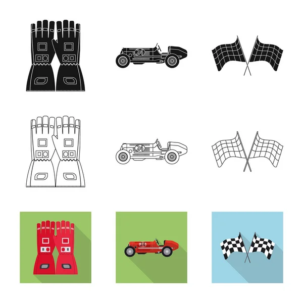 Izolovaný objekt ikony auto a rally. Sbírka auto a závod vektorové ikony pro stock. — Stockový vektor