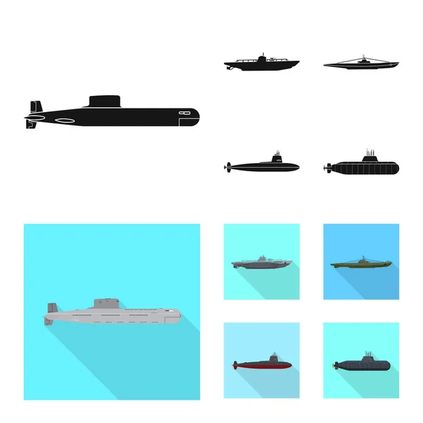 Objet isolé de la guerre et logo du navire. Collection de symboles de stock de guerre et de flotte pour le web . — Image vectorielle