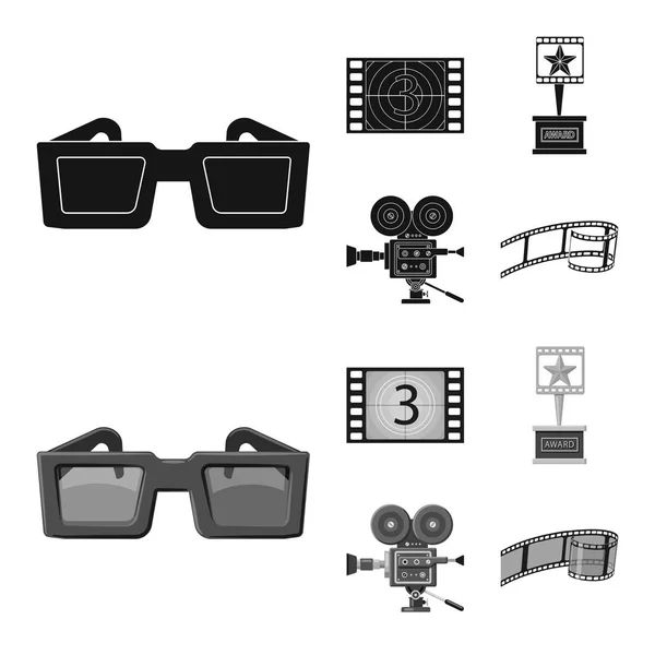 Ilustración vectorial del icono de la televisión y la filmación. Conjunto de televisión y visualización de imágenes vectoriales . — Vector de stock