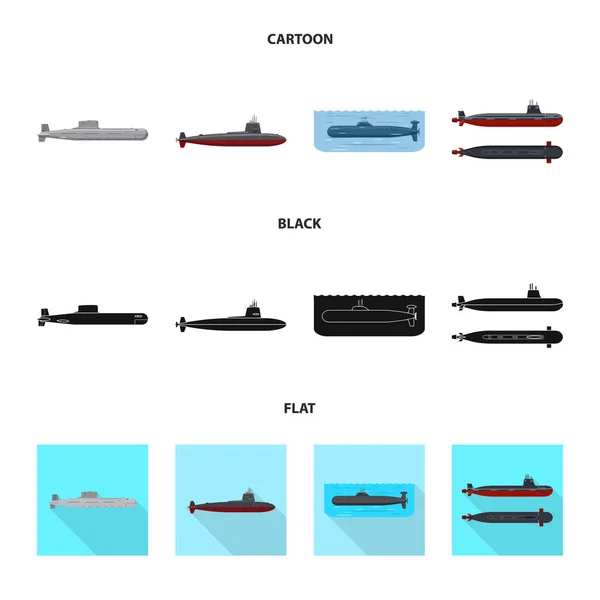 Vektorillustration av krig och fartyget logotyp. Uppsättning av krig och flottan lager vektorillustration. — Stock vektor
