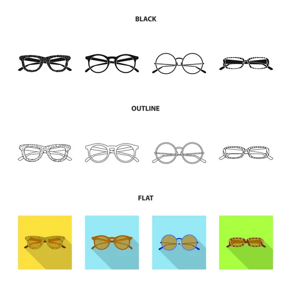 Isolierte Objekt der Brille und Sonnenbrille Symbol. Sammlung von Brillen und Zubehör Stock Vector Illustration. — Stockvektor