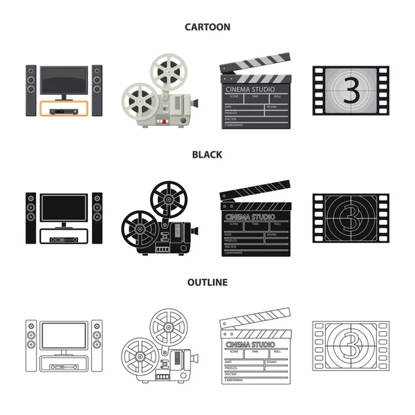 Diseño vectorial de la televisión y el símbolo de filmación. Conjunto de televisión y visualización de imágenes vectoriales . — Vector de stock