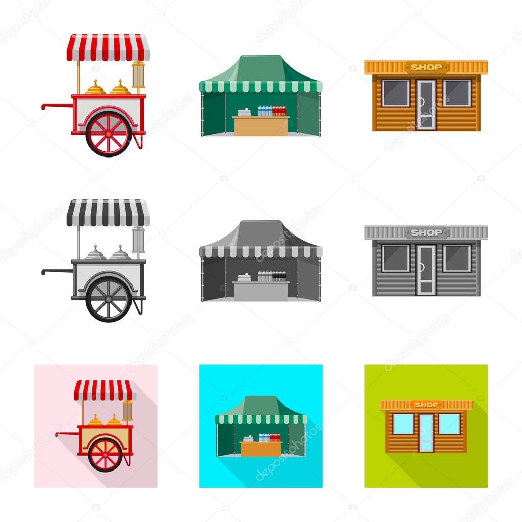 Vector design of market and exterior icon. Collection of market and food vector icon for stock.