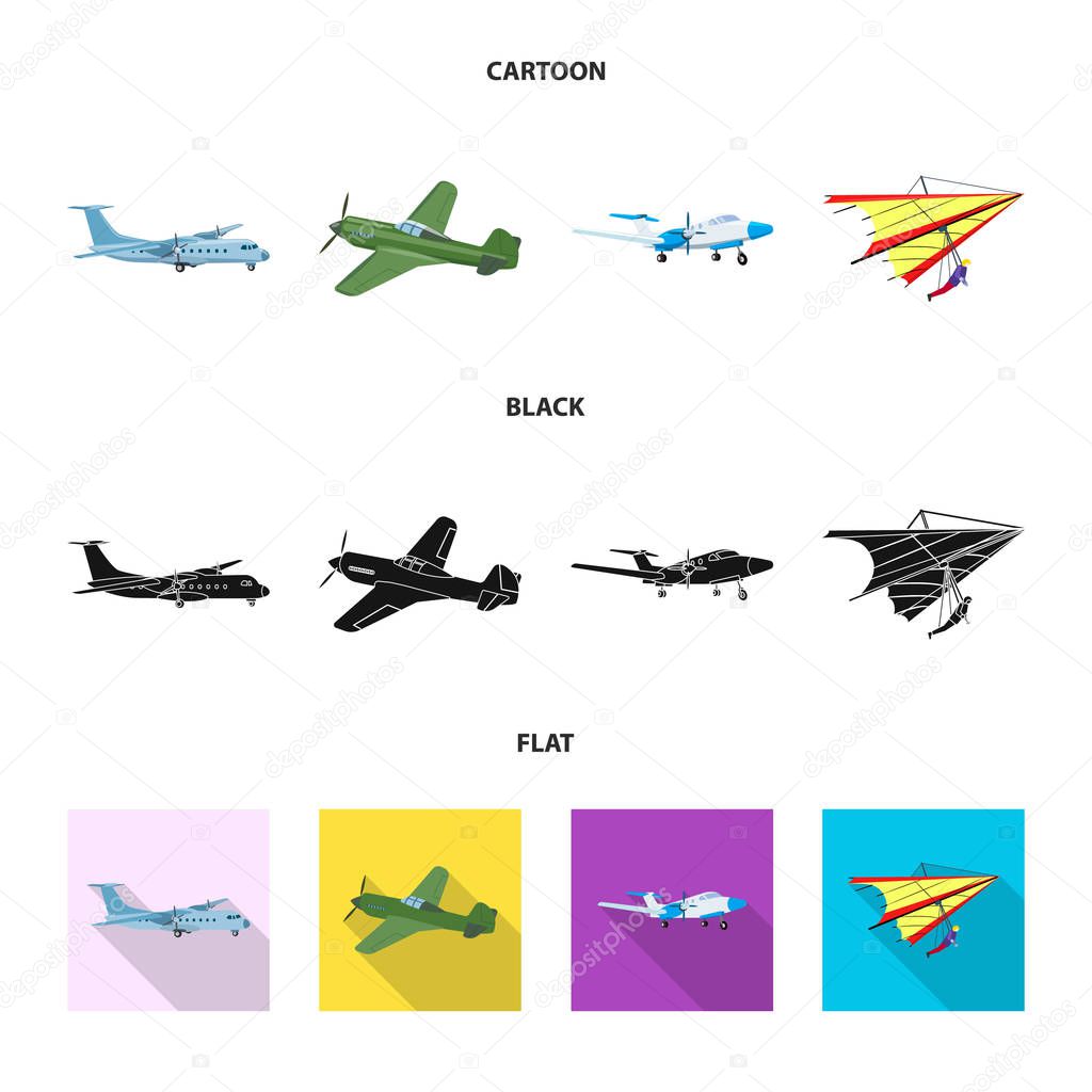 Isolated object of plane and transport icon. Set of plane and sky stock symbol for web.