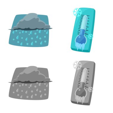 Hava ve iklim işareti vektör Illustration. Hava ve bulut hisse senedi vektör çizim topluluğu.
