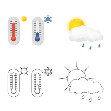 Hava ve İklim simge vektör tasarımı. Web için hava ve bulut hisse senedi simgesi kümesi.