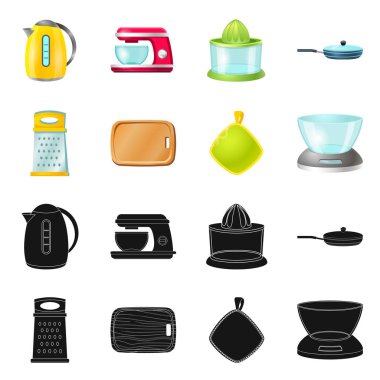 Tasarım mutfak ve aşçı işareti vektör. Hisse senedi için mutfak ve cihazı vektör simge topluluğu.