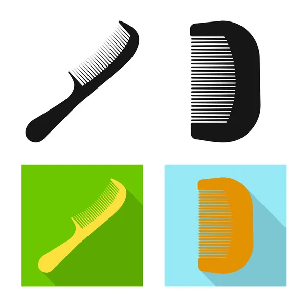 Vector design van de borstel en haar pictogram. Set borstel en haarborstel aandelensymbool voor web. — Stockvector