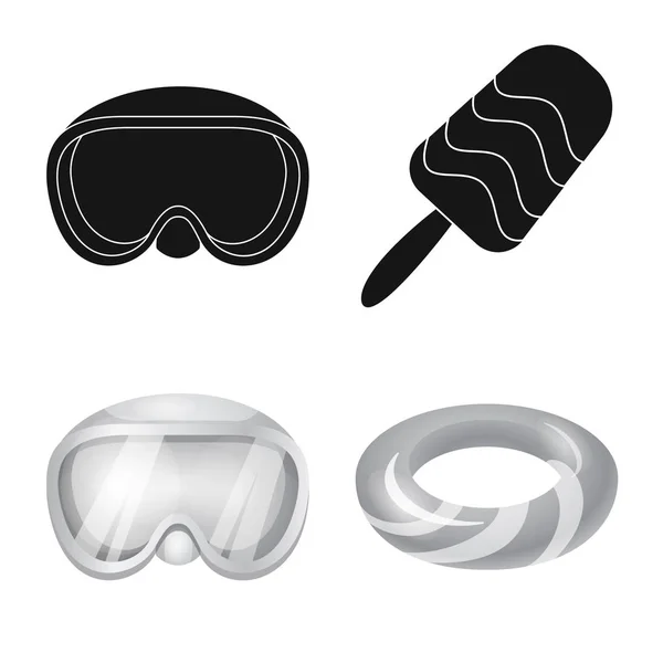 Ilustración vectorial del equipo y logotipo de natación. Conjunto de equipo y símbolo de stock de actividad para web . — Vector de stock